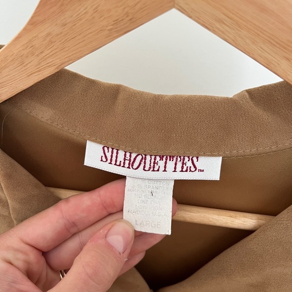 Vintage Silhouette Classic Faux Suede Tan Blouse, Made in the USA - Picture 2 of 4